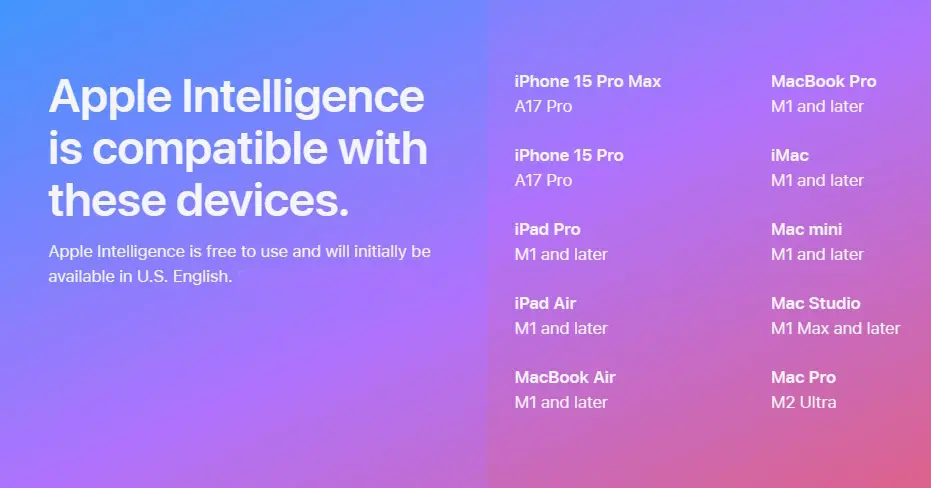 apple intelligence supported devices